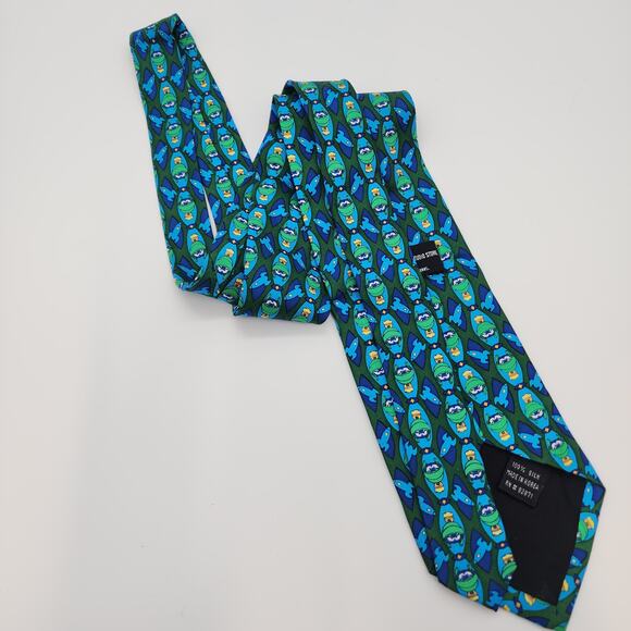 Looney Tunes Marvin The Martian Novelty Neck Tie Blue Green Cartoon Vtg 1990s - Picture 5 of 7